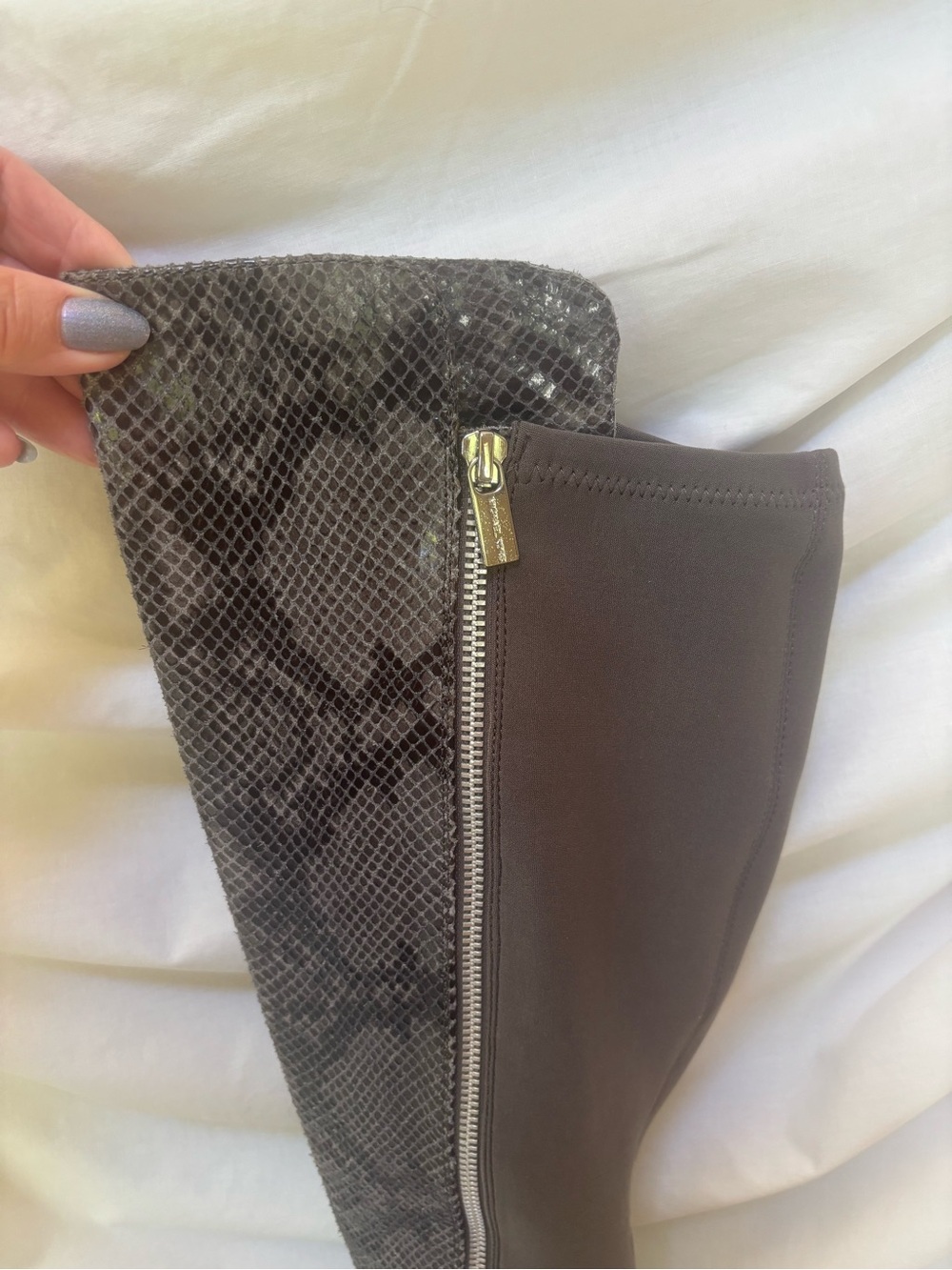 Michael Kors Gray Snake Leather Over Knee Riding Boots size 9 - Picture 9 of 9